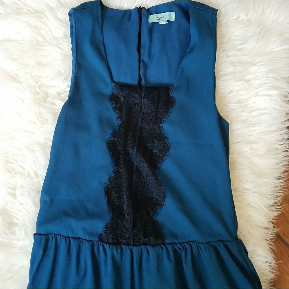 CAMILLA TREE Blue Black Lace Sleeveless Dress